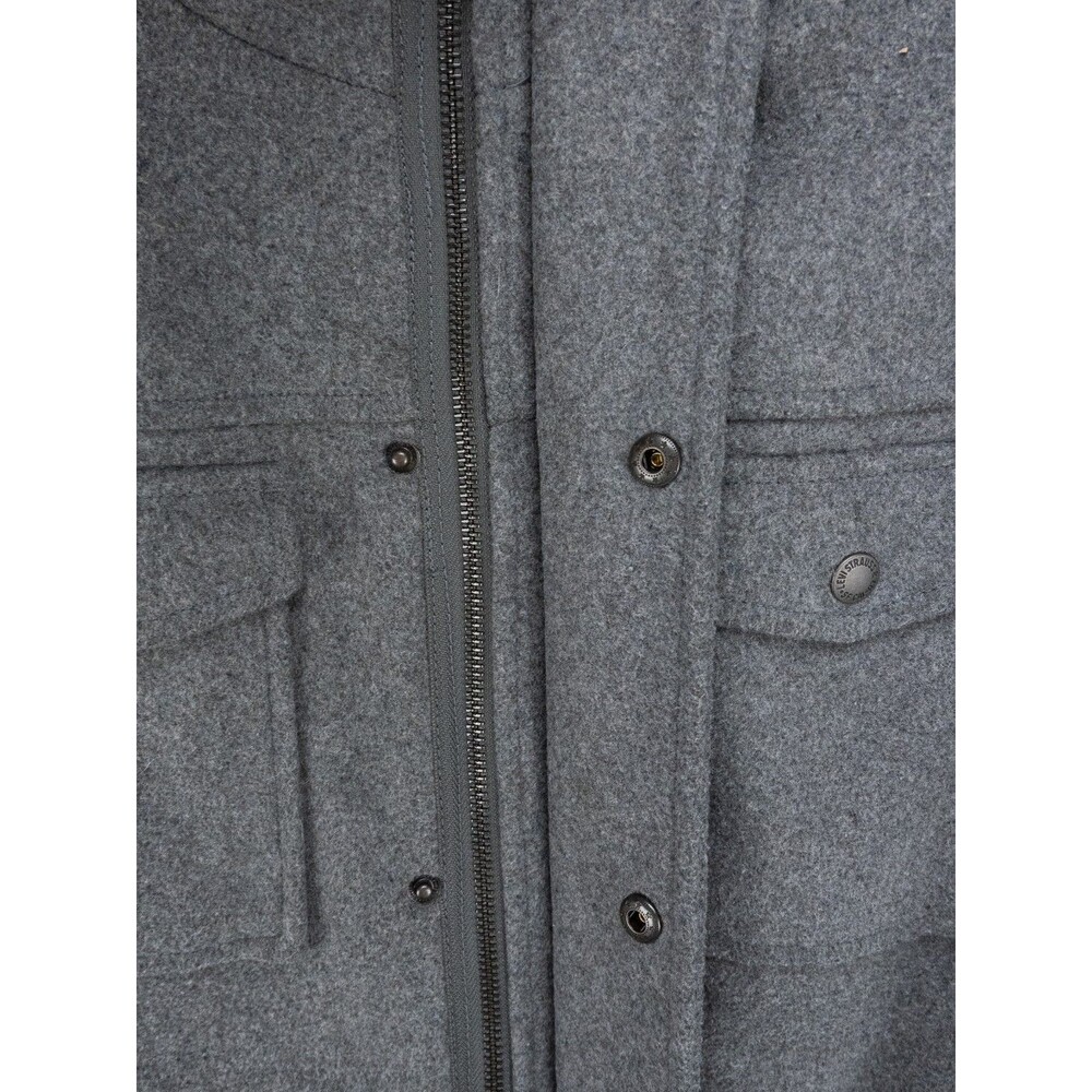 Levis Jacket Mens Large Gray Hooded Zipped Quilt Lined Wool Blend Field Military - Picture 7 of 16